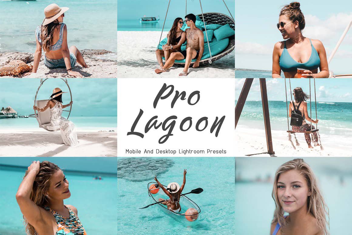 夏季旅拍海洋中性蓝绿色调LR预设 移动APP滤镜 Lightroom Presets Neo Lagoon