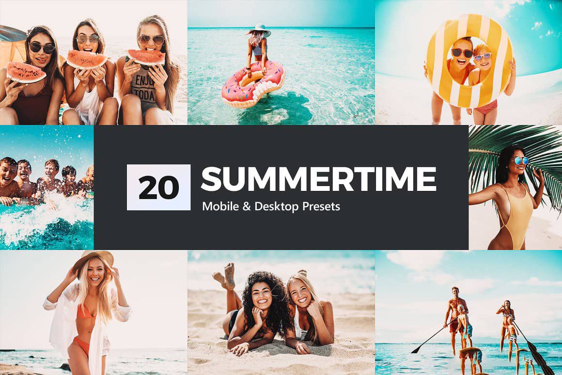 夏日海滩人像写真LR预设 手机APP滤镜 旅拍视频调色LUT预设