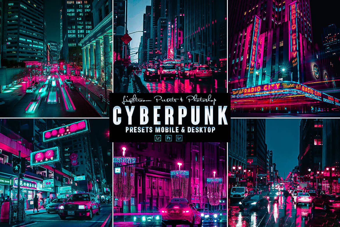 夜景风光赛博朋克后期调色Lightroom预设 Cyberpunk Action Lightrom Presets