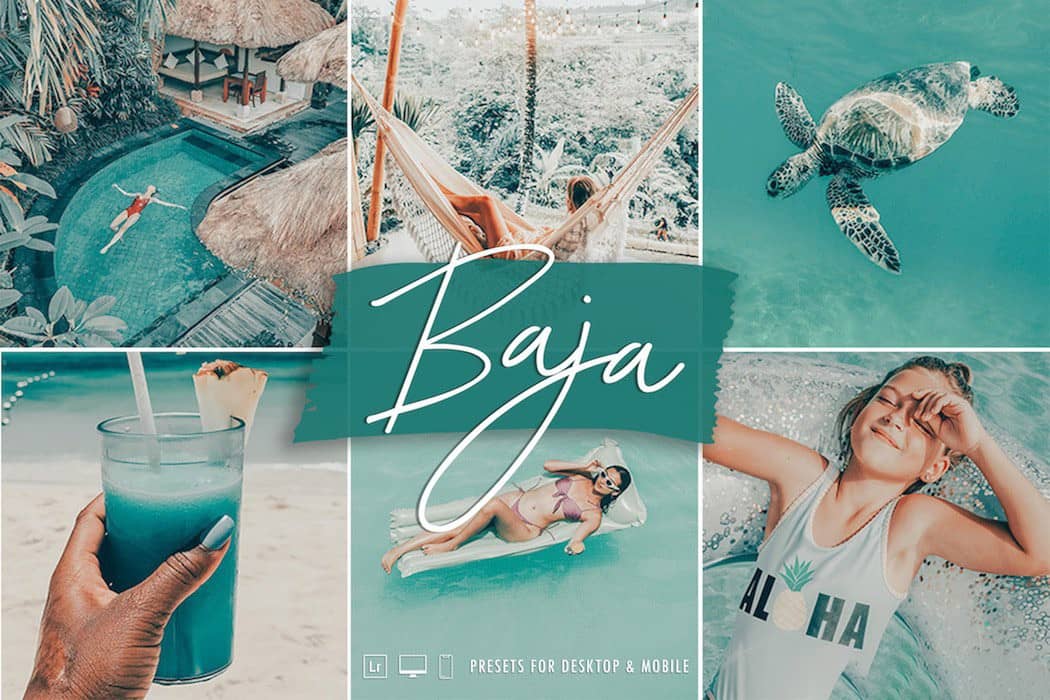 巴哈热带蓝绿胶片人像LR预设 Mobile预设 Baja Breeze Tropical Lightroom Preset
