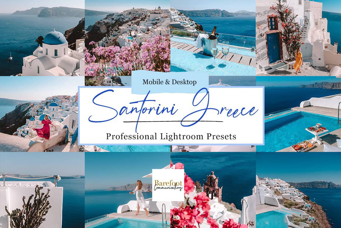 希腊旅拍蓝调风光LR预设 APP预设 Santorini Blue Lightroom Presets