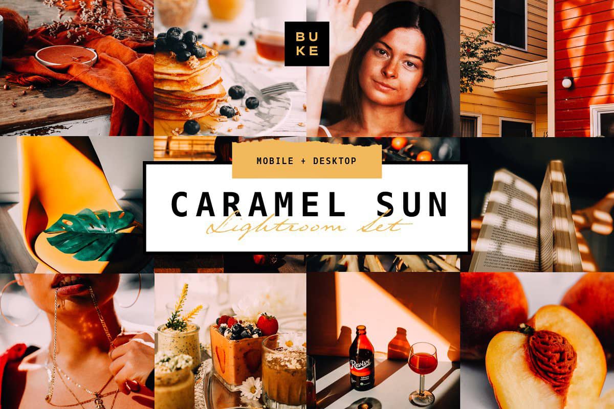 旅拍摄影梦幻暖色调LR预设 手机LR预设Caramel Sun Lightroom Presets