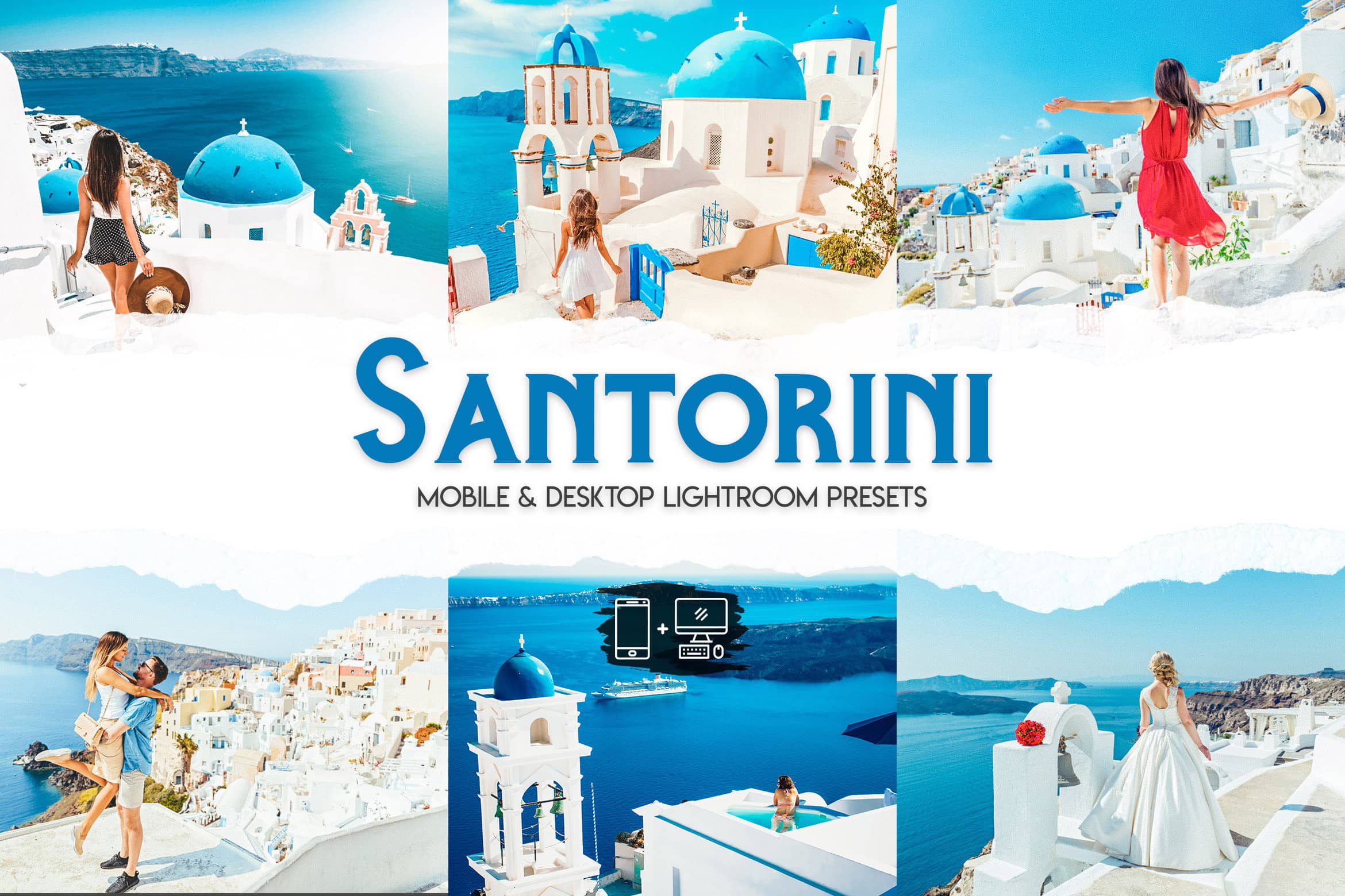 旅拍清新通透宝石蓝LR预设 APP调色滤镜 Santorini Lightroom Presets