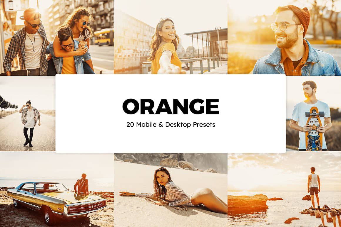 时尚现代橙色电影外观Lightroom预设 ins手机调色滤镜 视频调色LUT预设