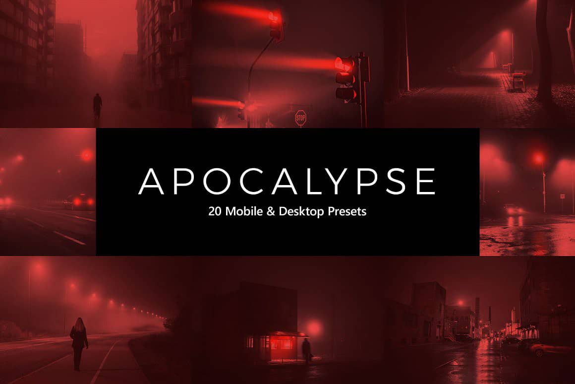 未来科幻蒸汽朋克恐怖LR预设+APP+LUTs预设 20 Apocalypse LR Presets and LUTs