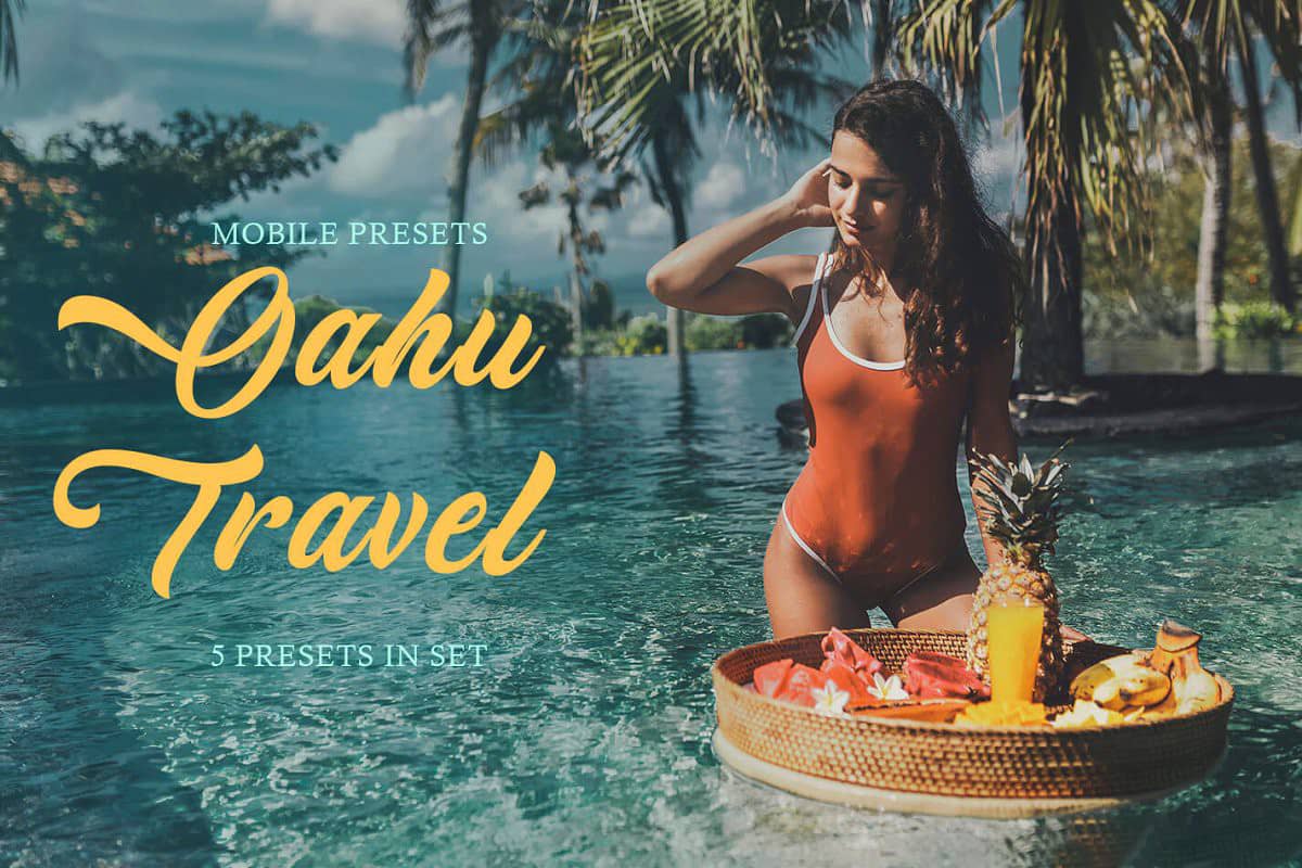 瓦胡岛旅拍电影胶片LR预设APP预设MV短视频 PR PS AE FCPX LUT预设