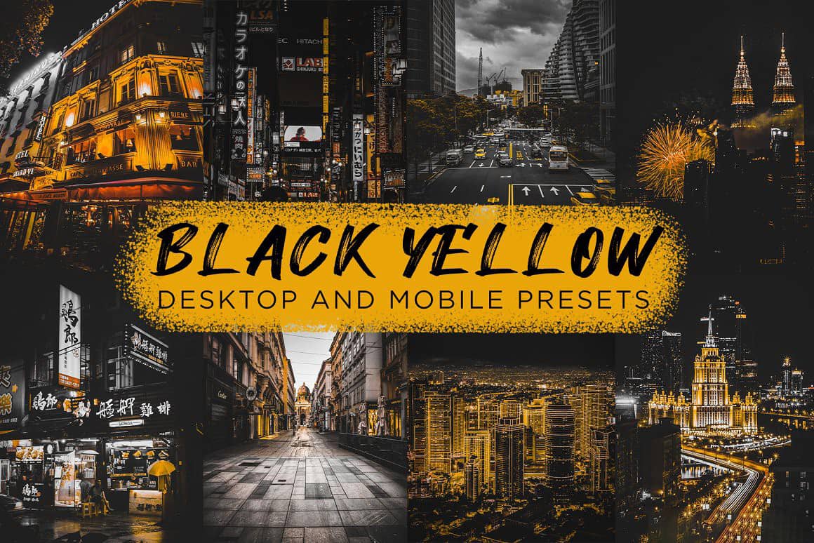 超酷黑黄色城市街拍Lightroom预设APP滤镜 Black Yellow Lightroom Presets