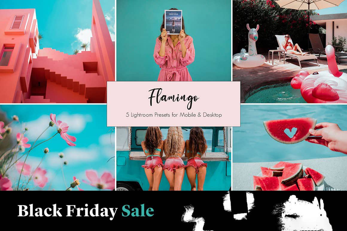 适用于时尚旅拍人像浅绿粉红色调LR预设+APP预设 Flamingo Lightroom Presets