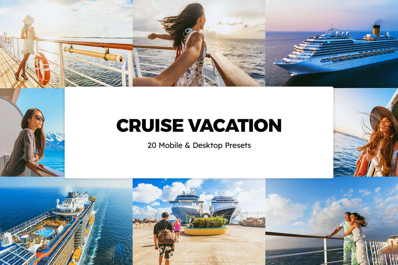 邮轮假期通透色彩LR预设APP滤镜+LUT预设 Cruise Vacation Lightroom Presets LUTs