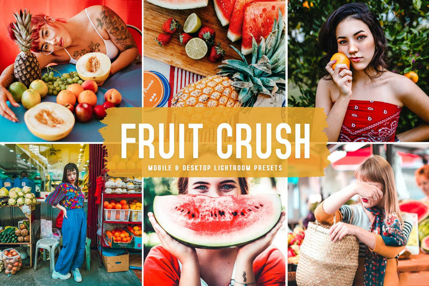 可爱而美丽夏季色调Lightroom预设与移动LR预设 Fruit Crush Lightroom Presets