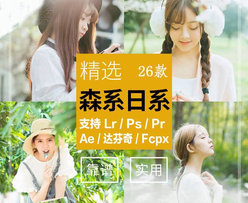 LR预设清新日系森系调色滤镜PR PS FCPX 达芬奇 AE LUT预设