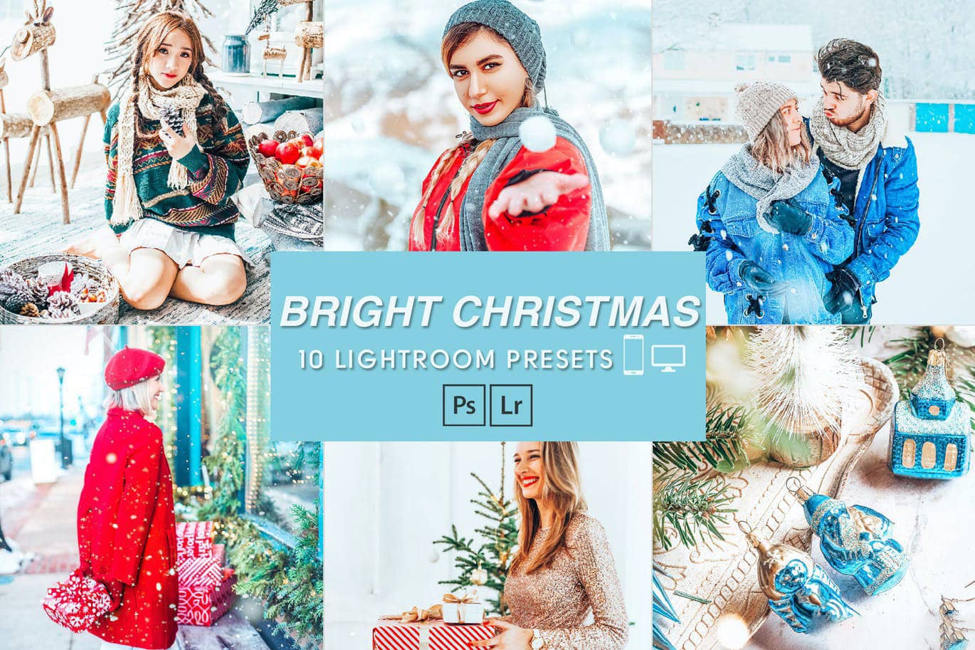 冬季明亮通透人像后期调色免费Lightroom预设 10 Bright Christmas presets