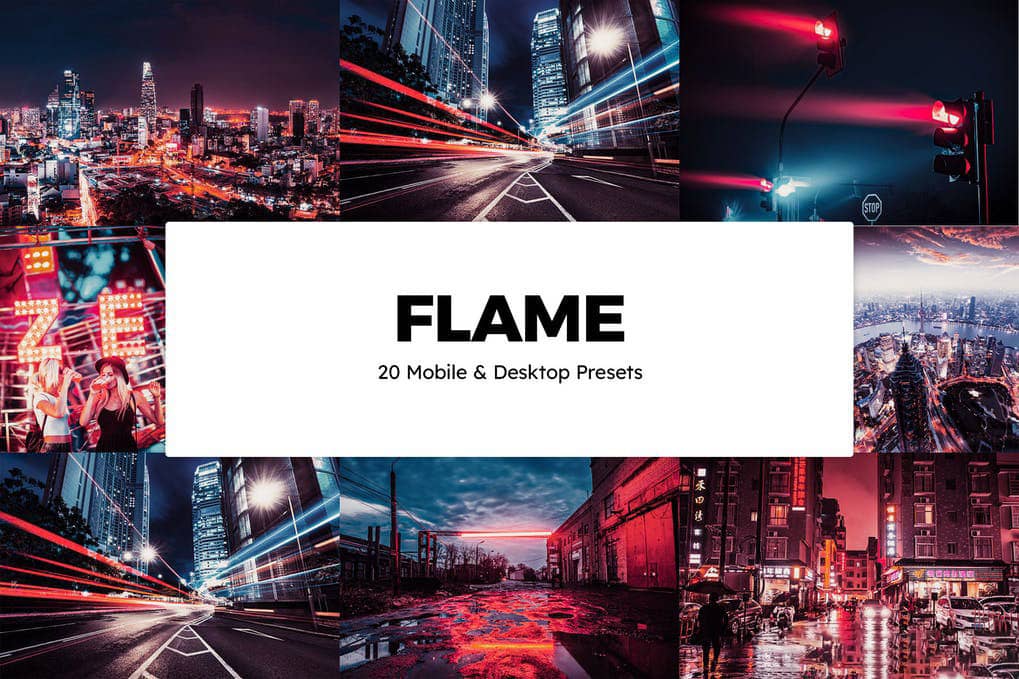 城市夜景赛博朋克电影镜头LR预设 手机APP滤镜 旅行Vlog视频调色LUT预设