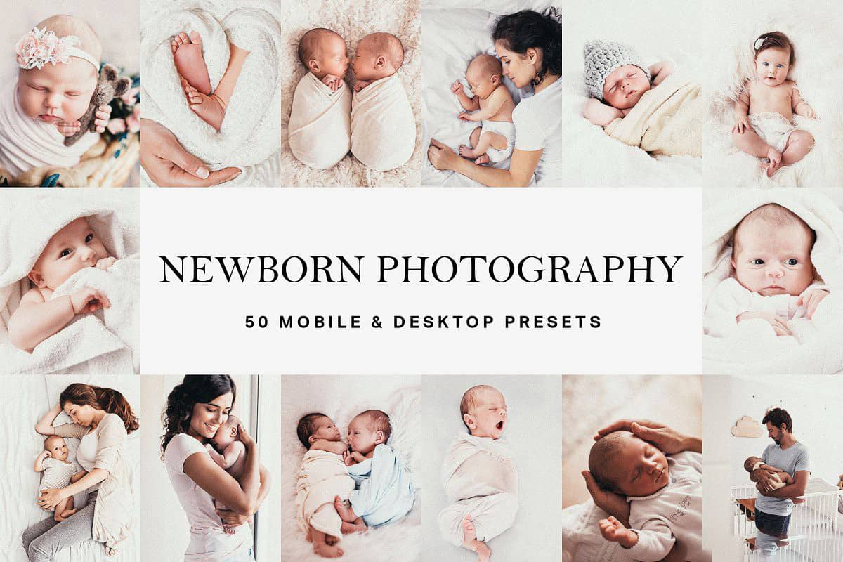 新生儿奶油胶片LR预设+视频剪辑LUT预设 Newborn Baby LR Presets LUT