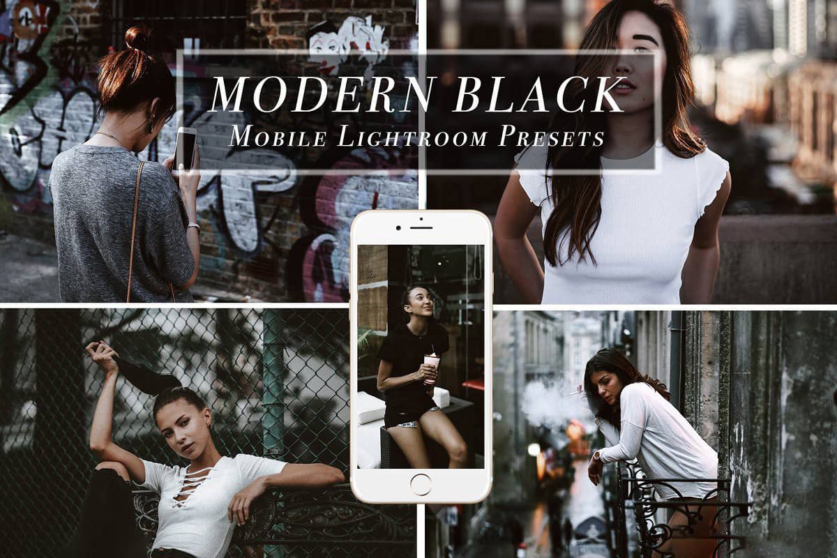 现代黑金暗色系电影胶片手机版Mobile Lightroom预设Mobile Lightroom