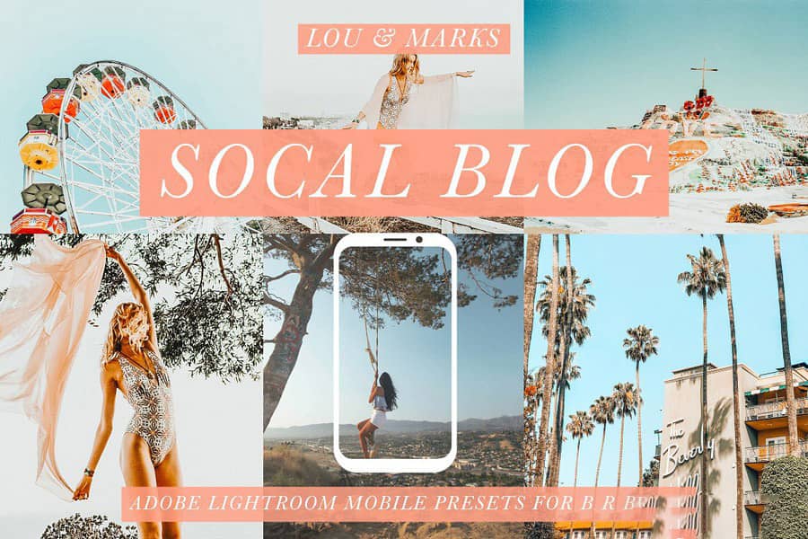 锐利清晰色彩增强移动手机版lr预设 SoCal Mobile Blogger Presets