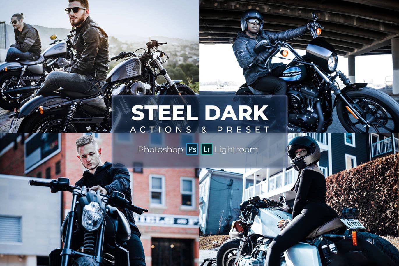 机车硬汉钢铁黑风格后期调色Lightroom预设 Actions amp; Presets – Steel Dark Style