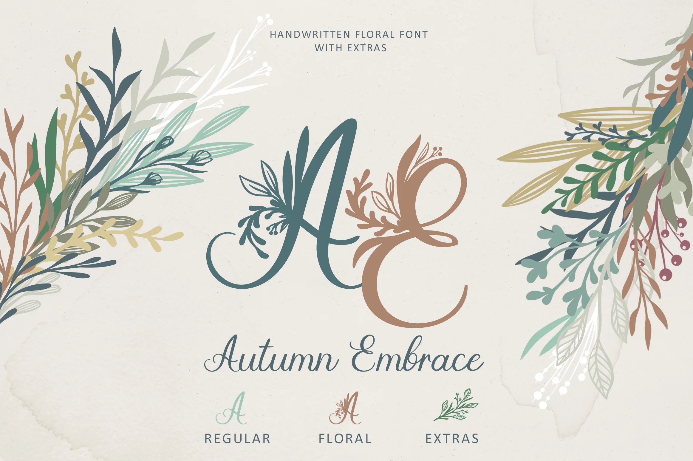 Autumn Embrace Floral 字体 + EXTRAS