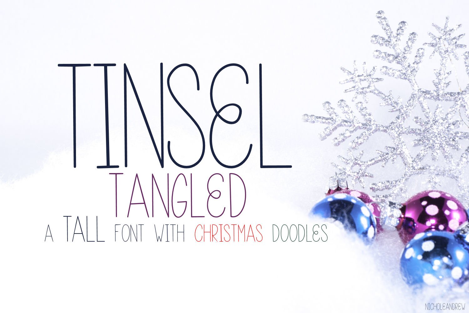 Tinsel Tangled – A Tall 字体 With Fun Doodles