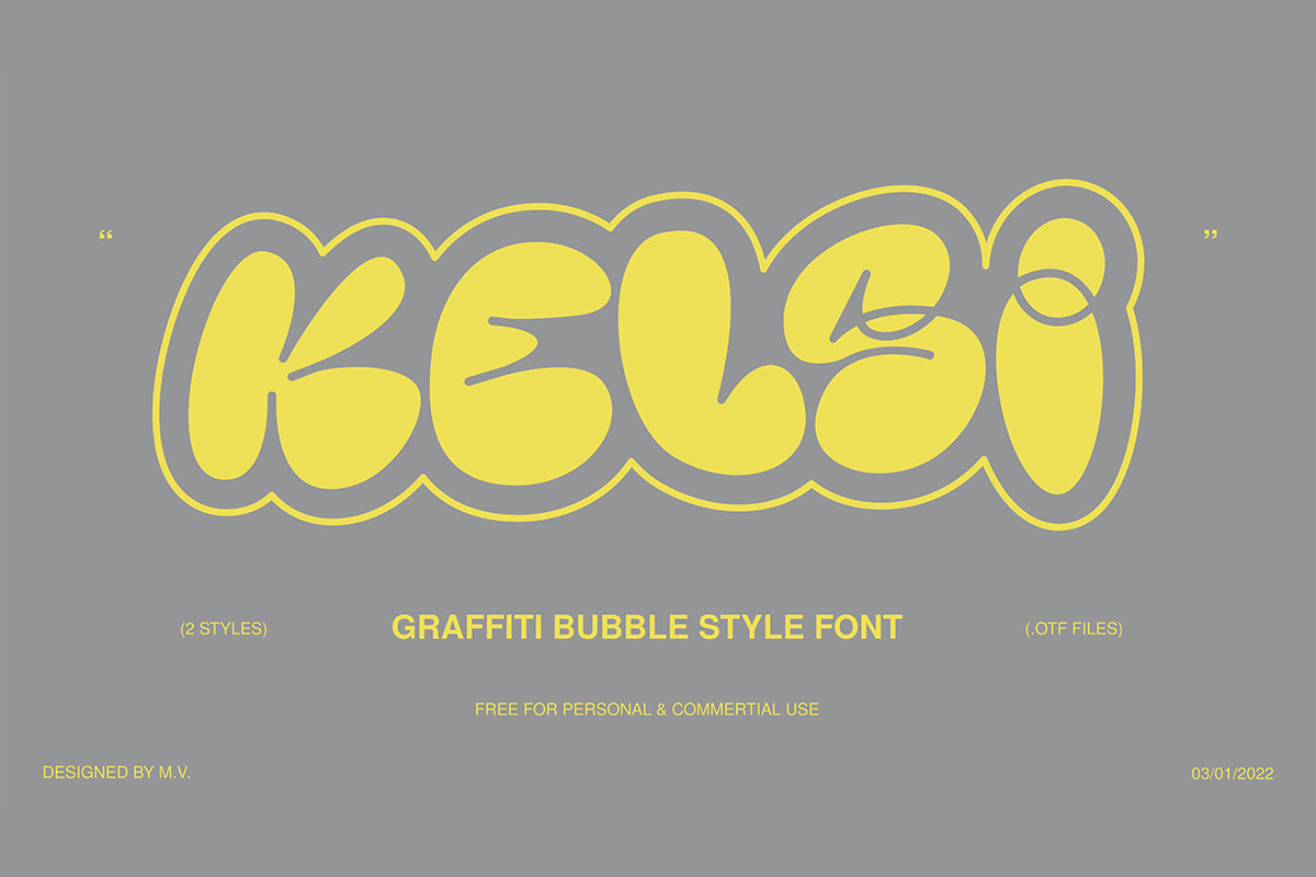 Kelsi graffiti bubble style 字体