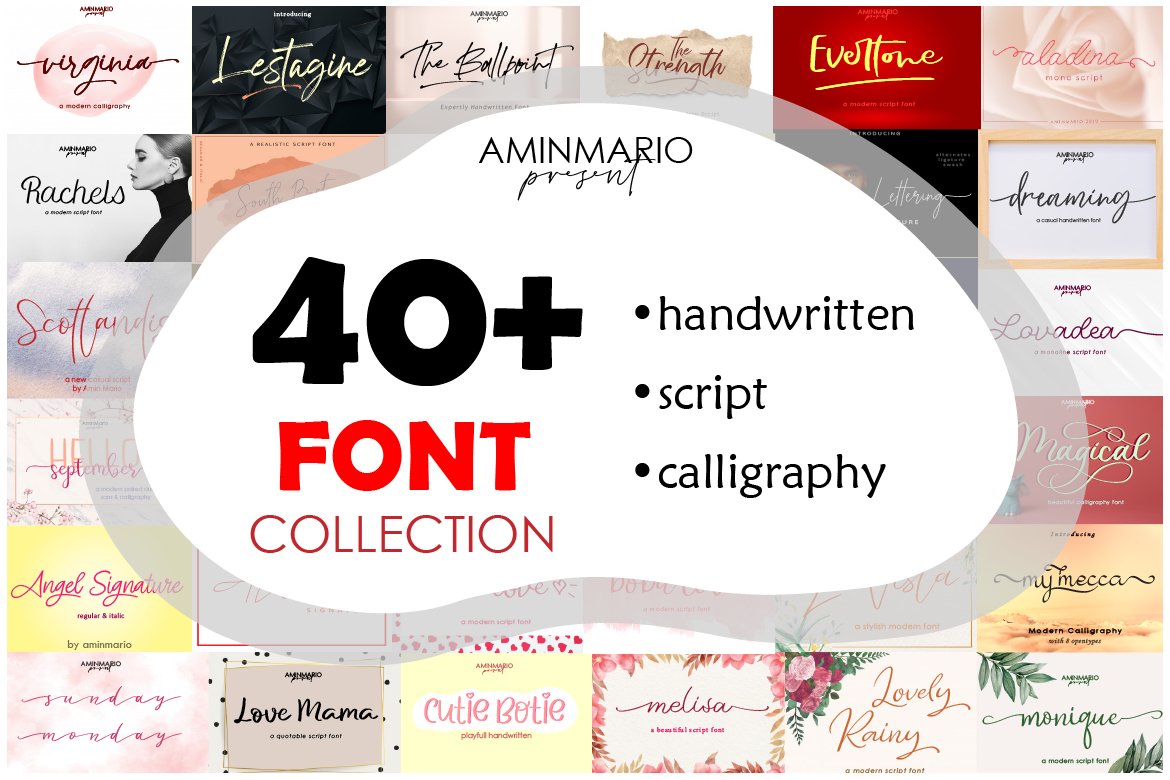 字体 Pack – 40+ 字体 Collection