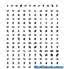 Large set of black isometric 3d lett 2102548