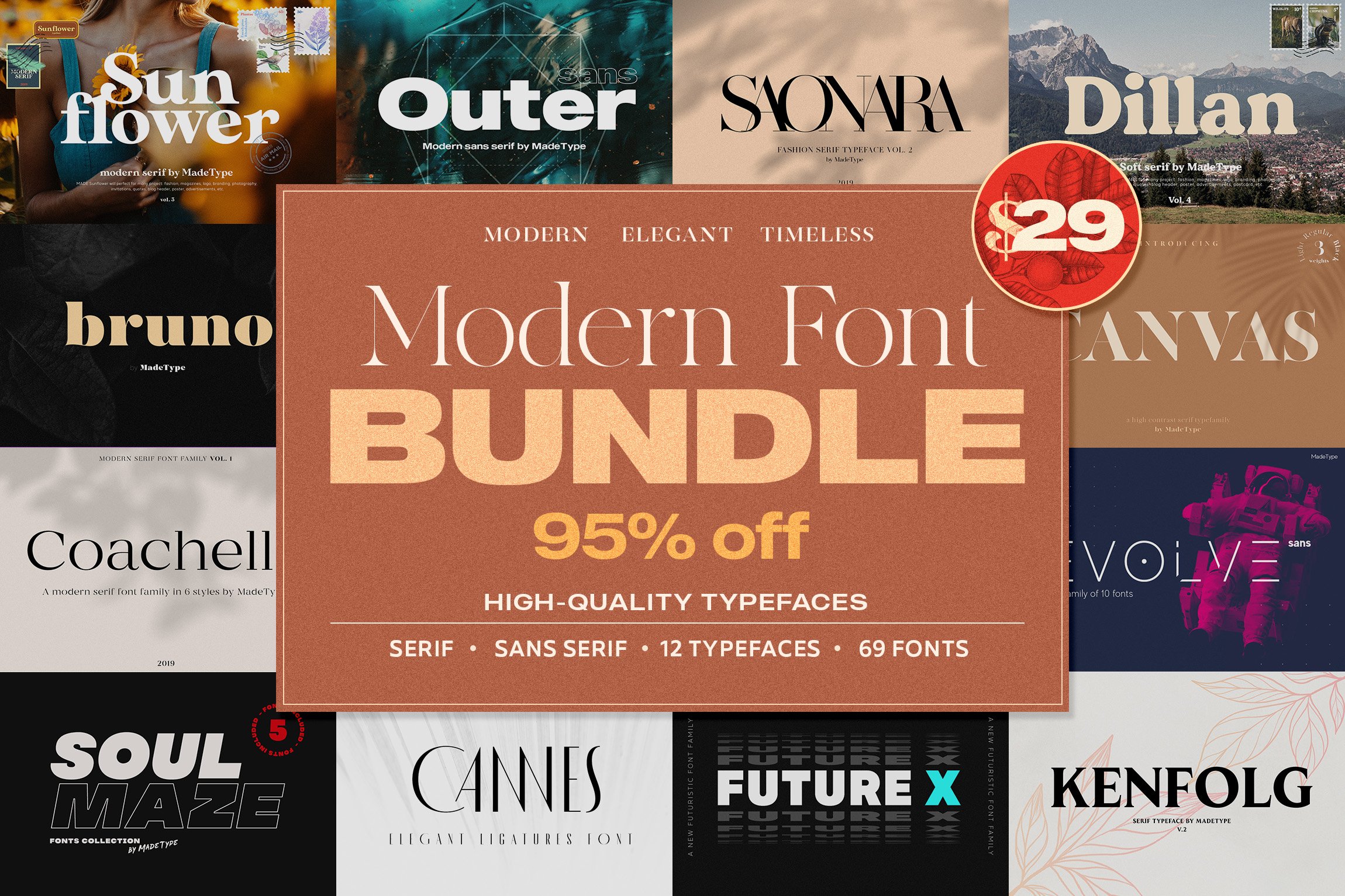 Modern 字体 Bundle 4358653