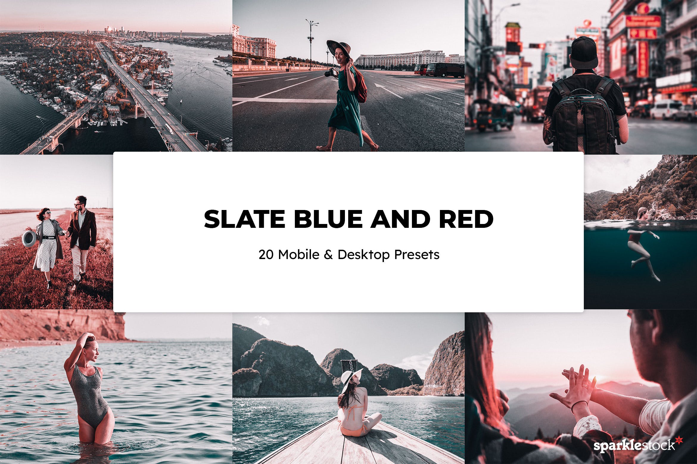 20款 Slate Blue and Red Lightroom Presets & LUTs