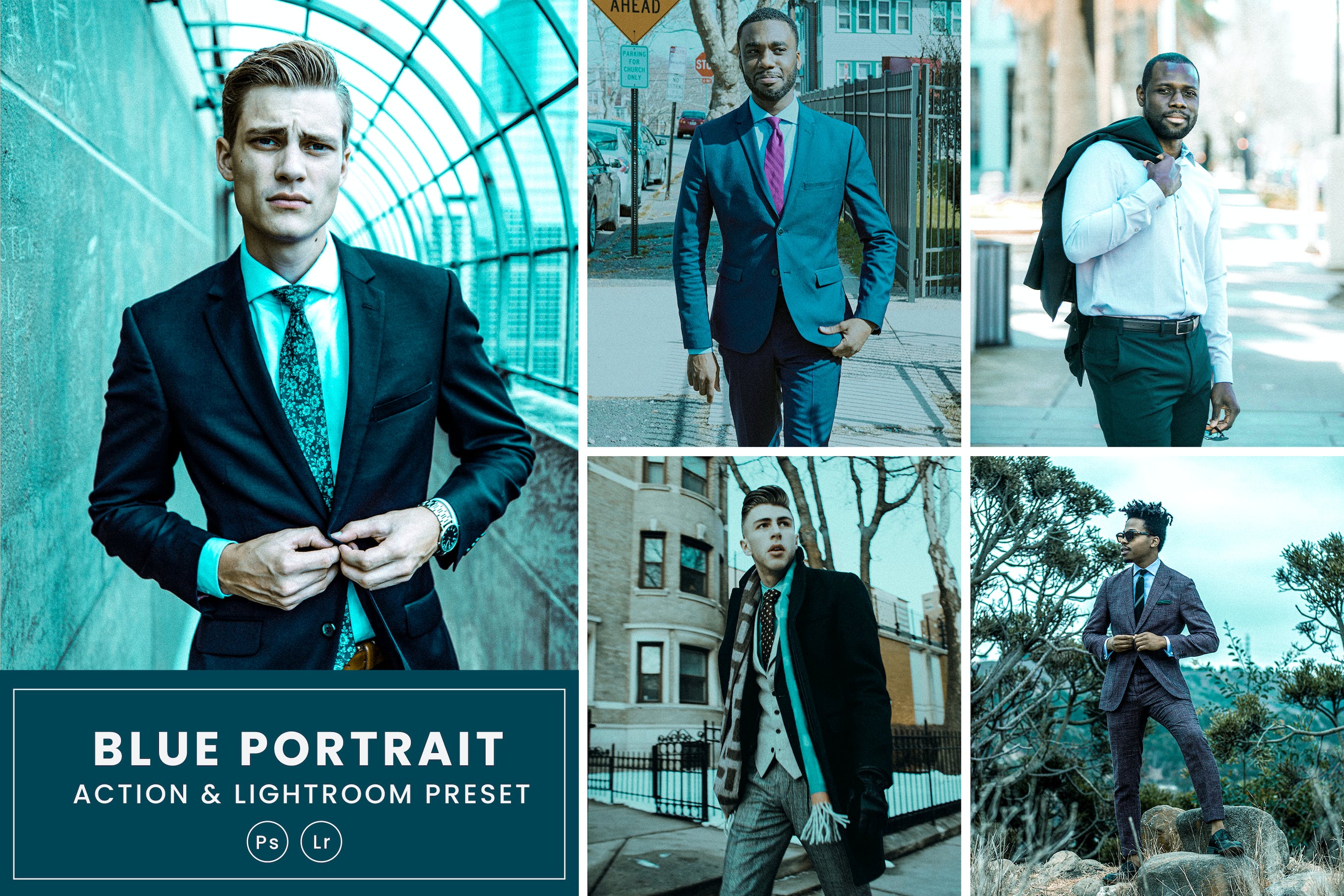 黑色肖像调色预设 Black Portrait Action & Lightrom Presets