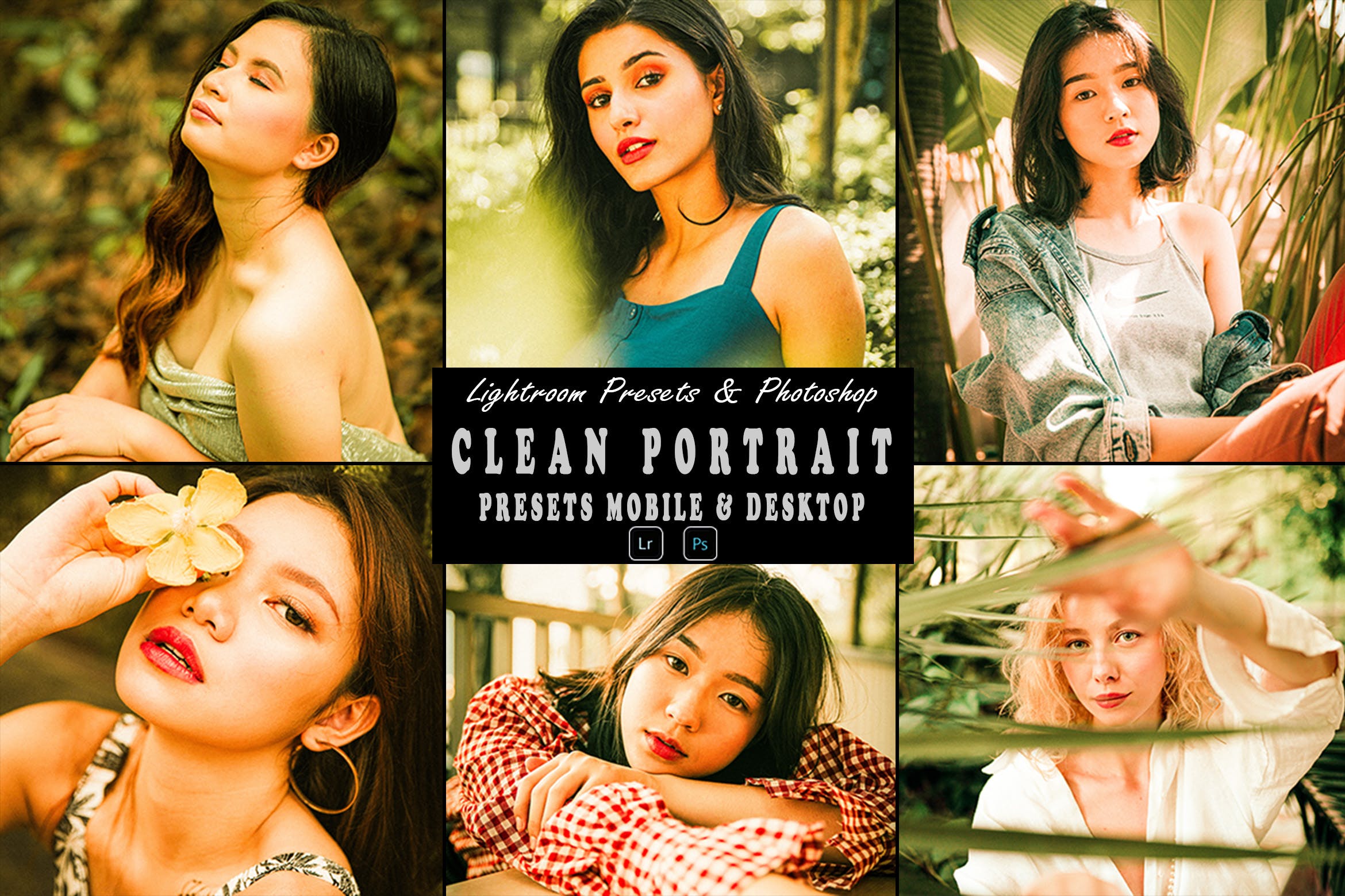 照片处理调色预设 Clean Portrait Action Photoshop & Lightrom Presets