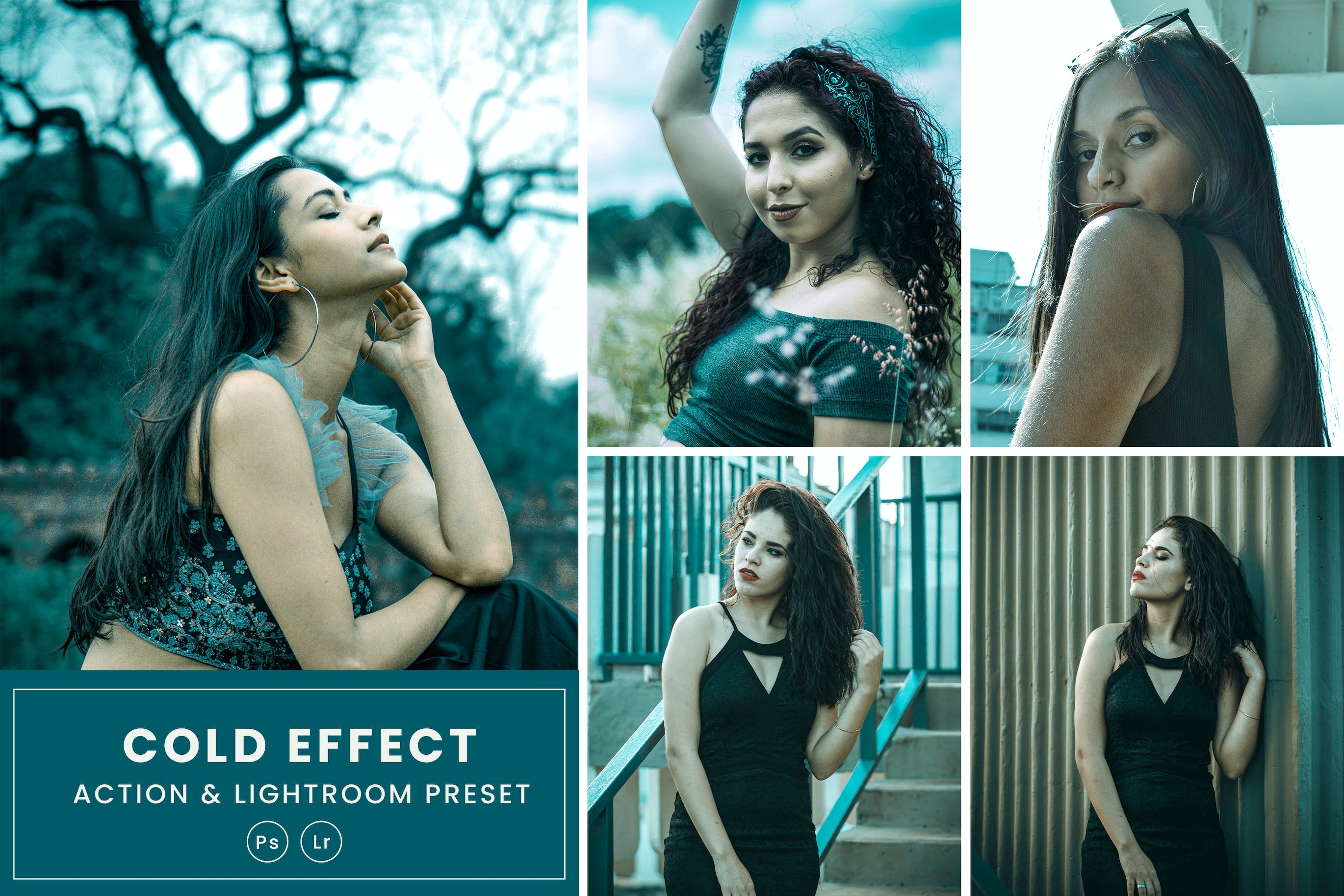 冷效果调色预设 Cold Effect Action & Lightrom Presets