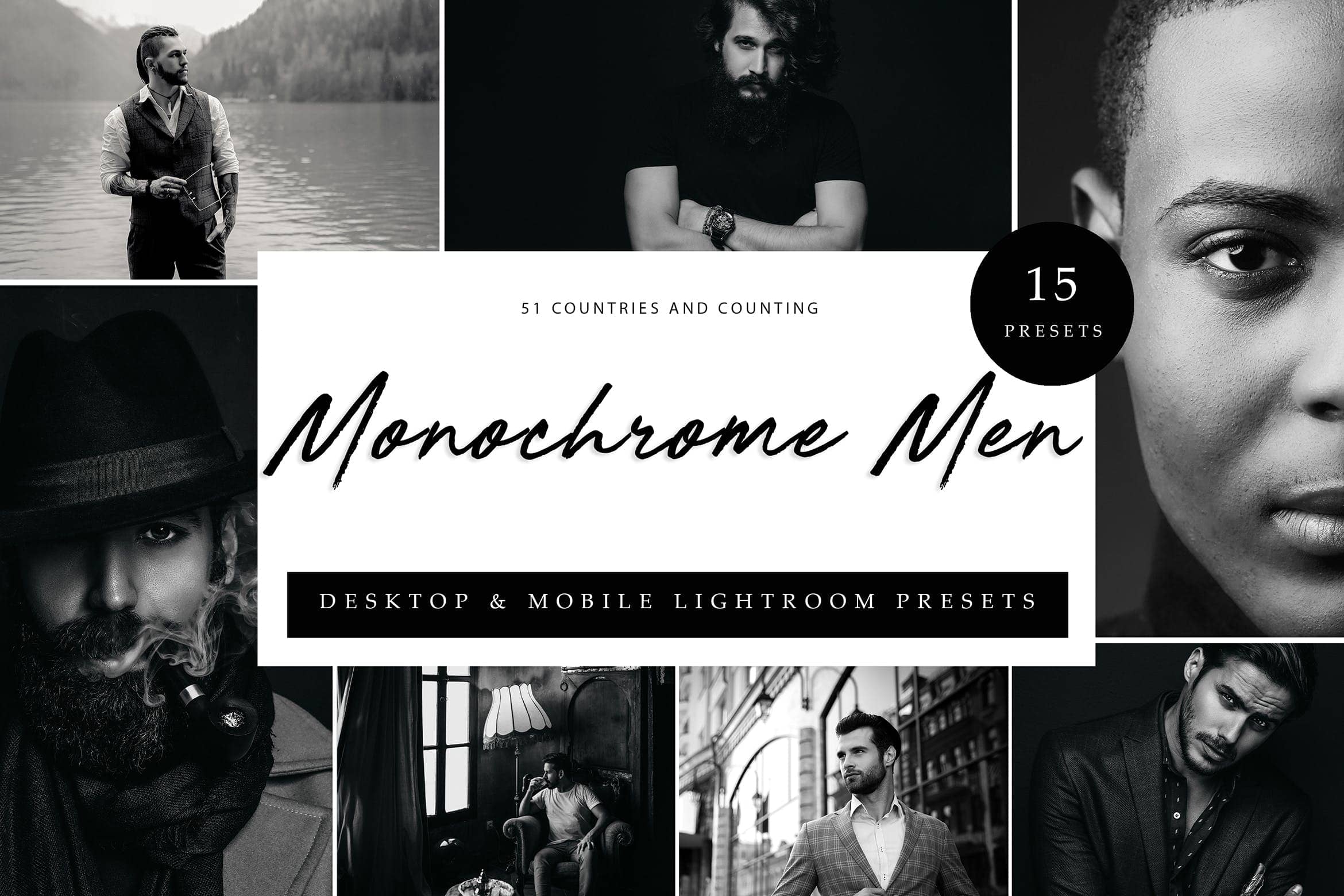 单身男士调色预设 Lightroom Presets  Monochrome Men