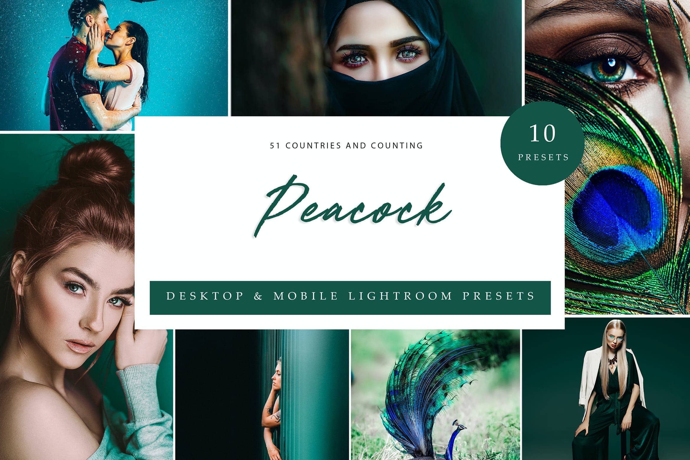 孔雀色调调色预设 Lightroom Presets  Peacock