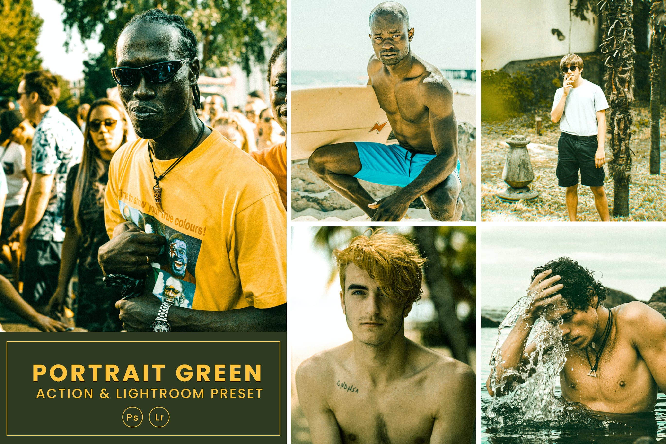 纵向绿色调色预设 Action & Lightrom Presets