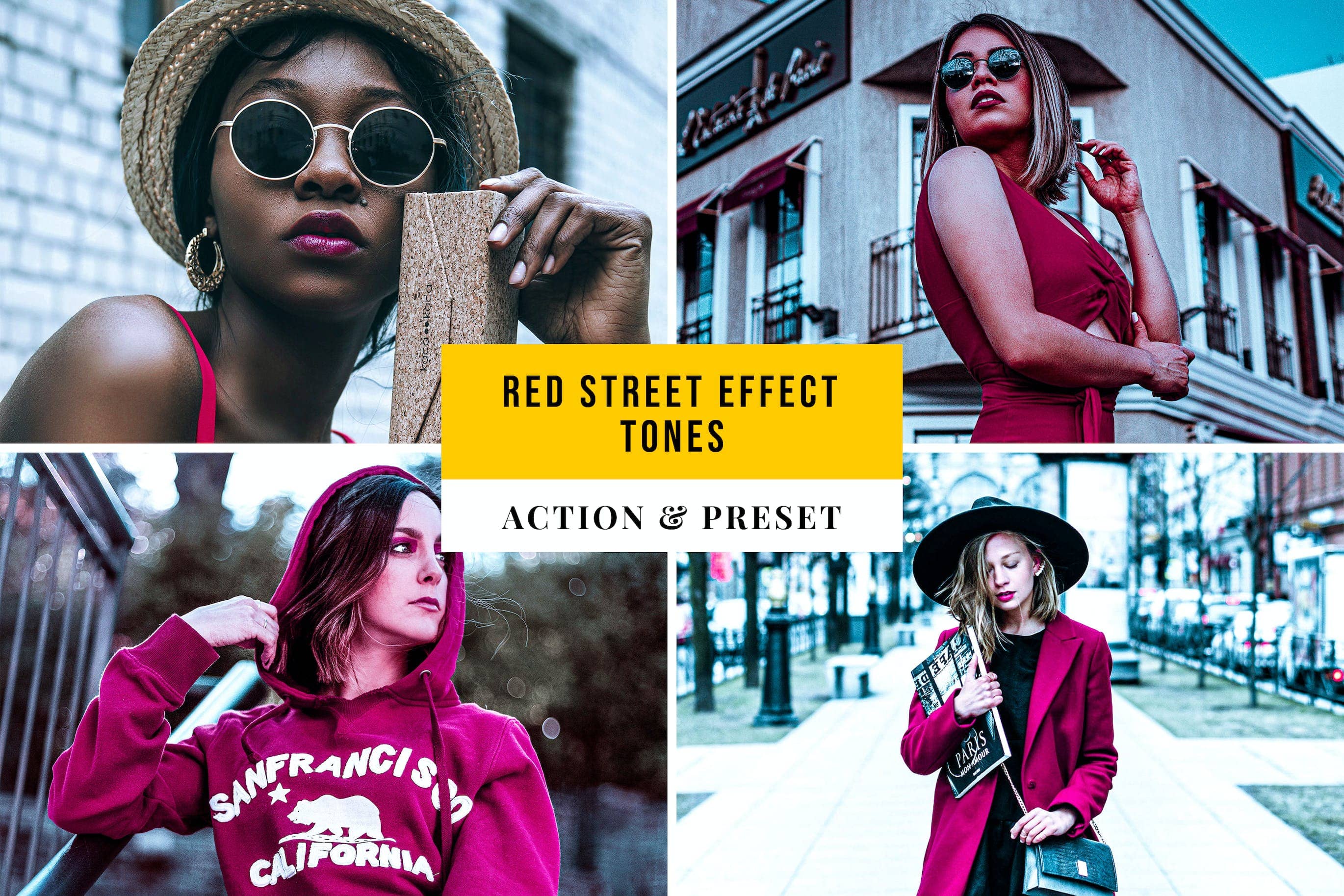 红色街头效果色调预设 Action & Lightroom Preset