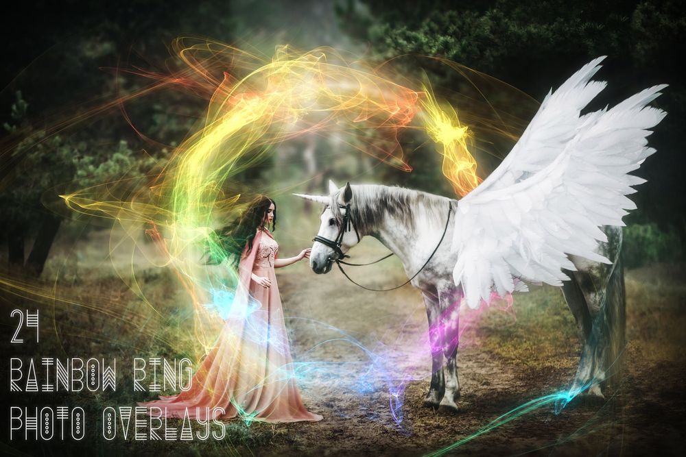 24款彩虹环照片叠加魔幻照片预设