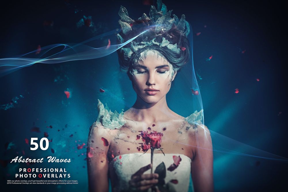 50款抽象波浪光纤照片叠加画面效果预设Vol 1