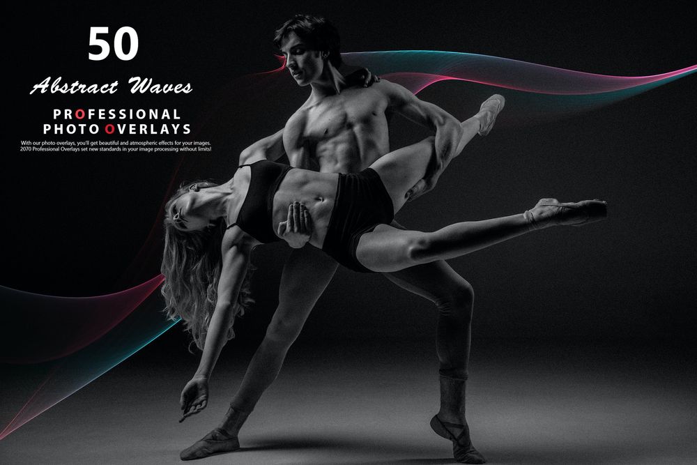 50款舞动抽象波浪照片叠加画面效果预设Vol 2