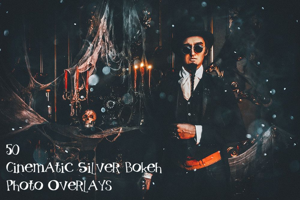 50款电影银色散景照片叠加画面效果预设