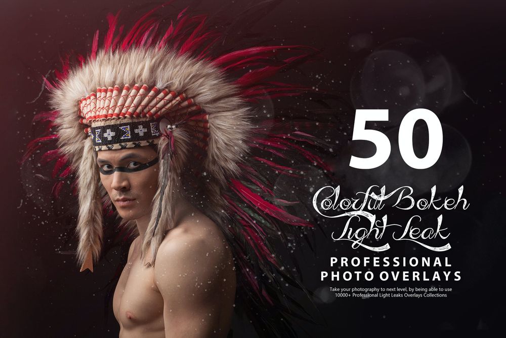 50款彩色散景漏光照片叠加画面效果预设