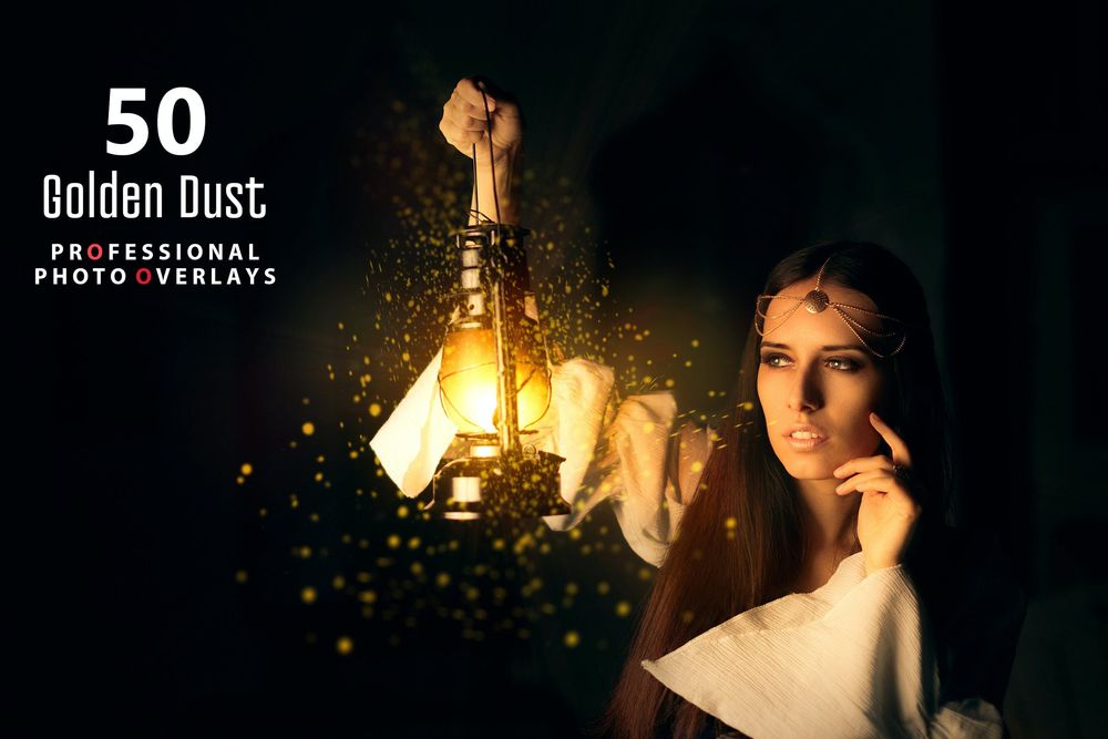 50款金色粉尘光感照片叠加画面效果预设