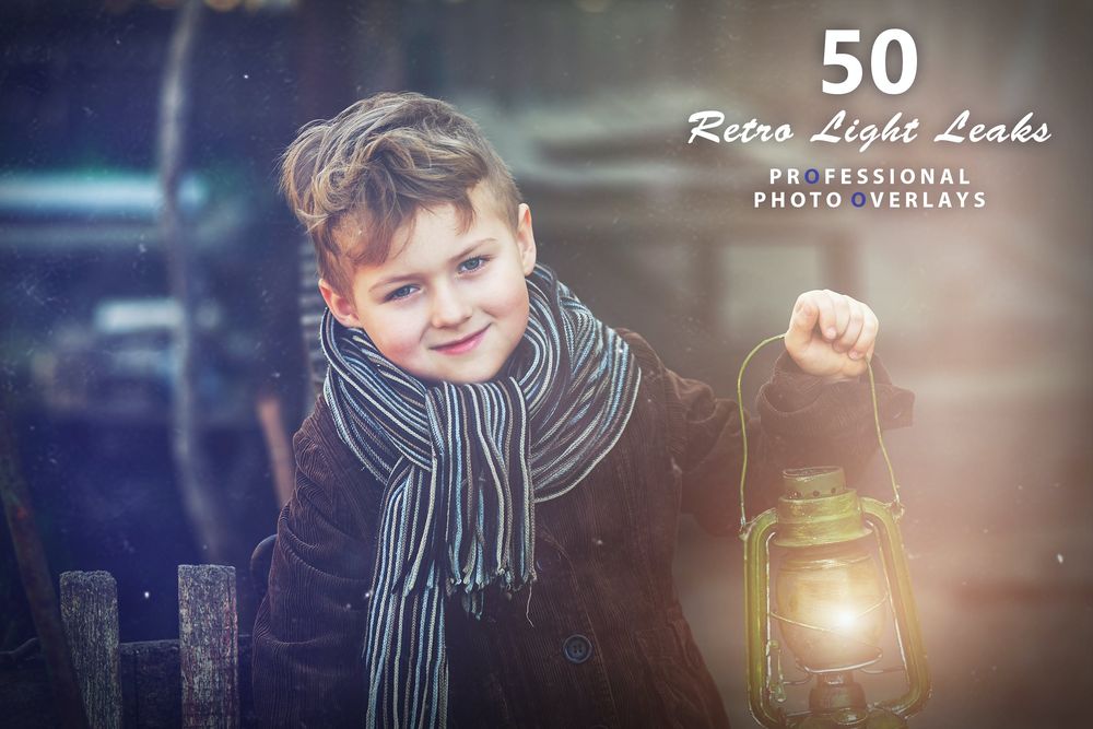 50款复古漏光照片叠加画面效果预设