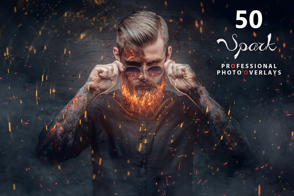 50款火花照片叠加画面效果预设