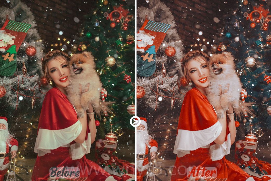 7 款用于颜色分级的圣诞氛围画面效果预设