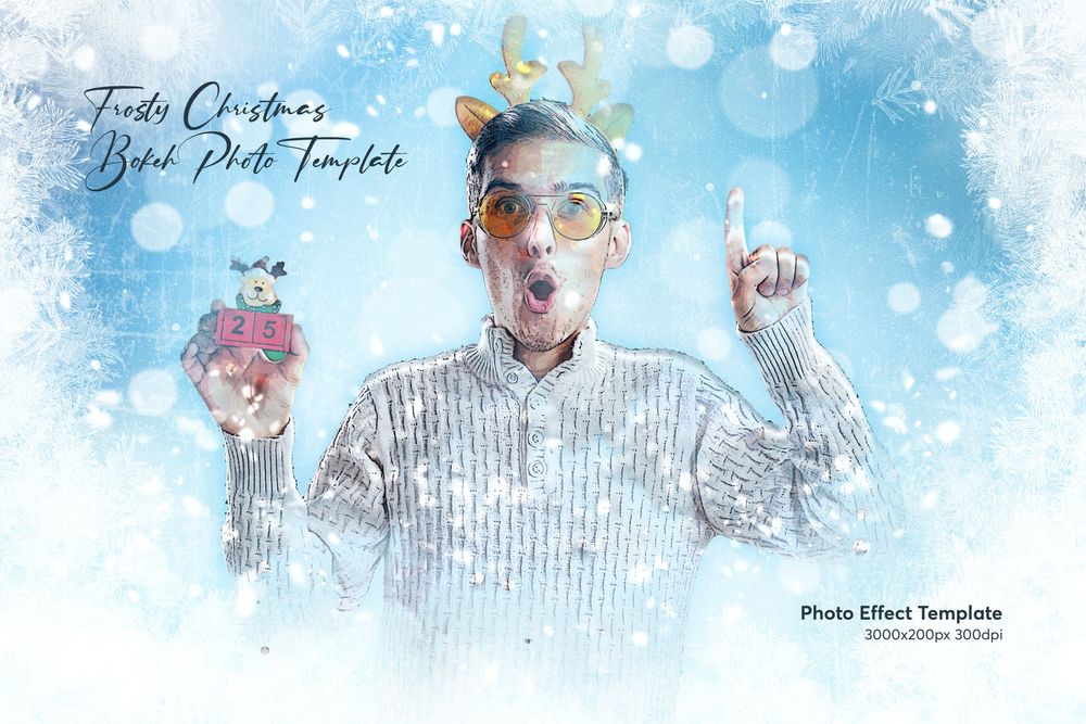 冷淡的圣诞散景照片效果模板