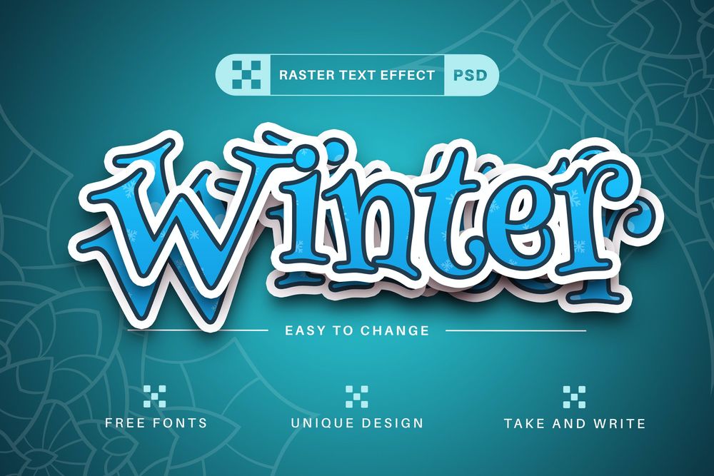 冬季贴纸可编辑文字效果