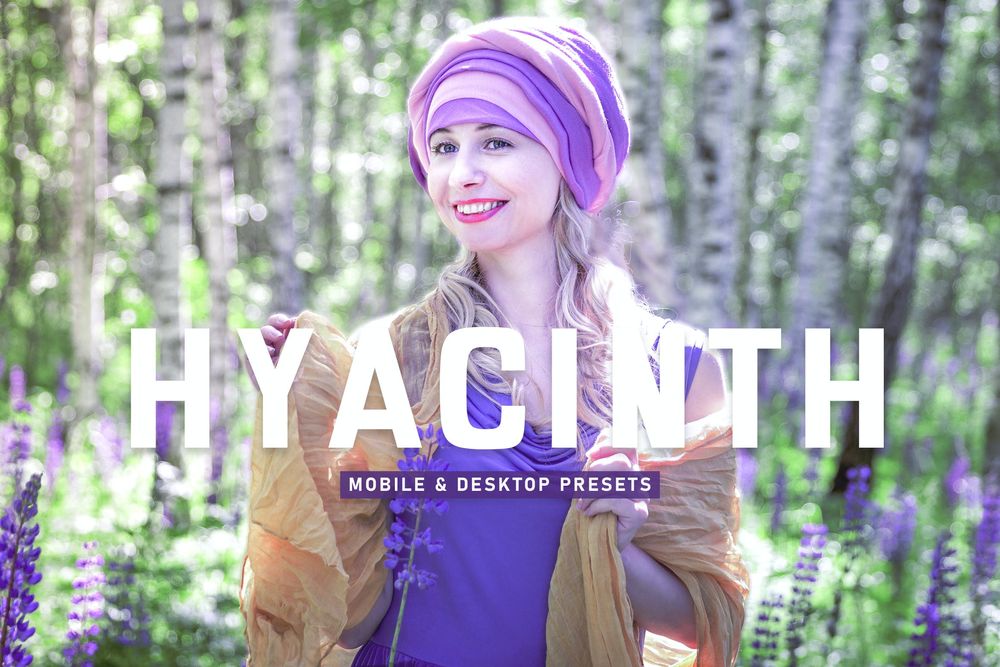 风信子花紫罗兰色调融入自然风光主题拍照预设