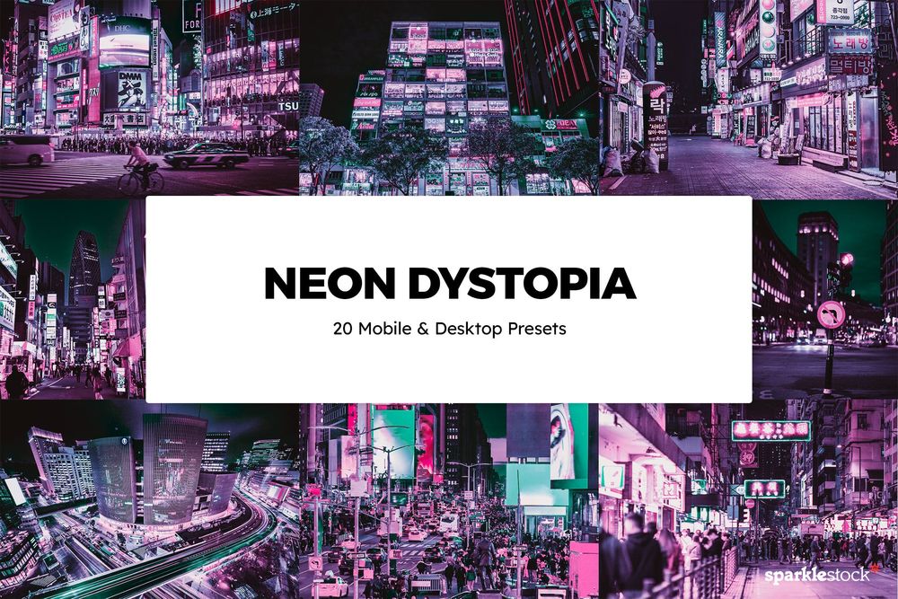 20款 Neon Dystopia Lightroom Presets & LUTs