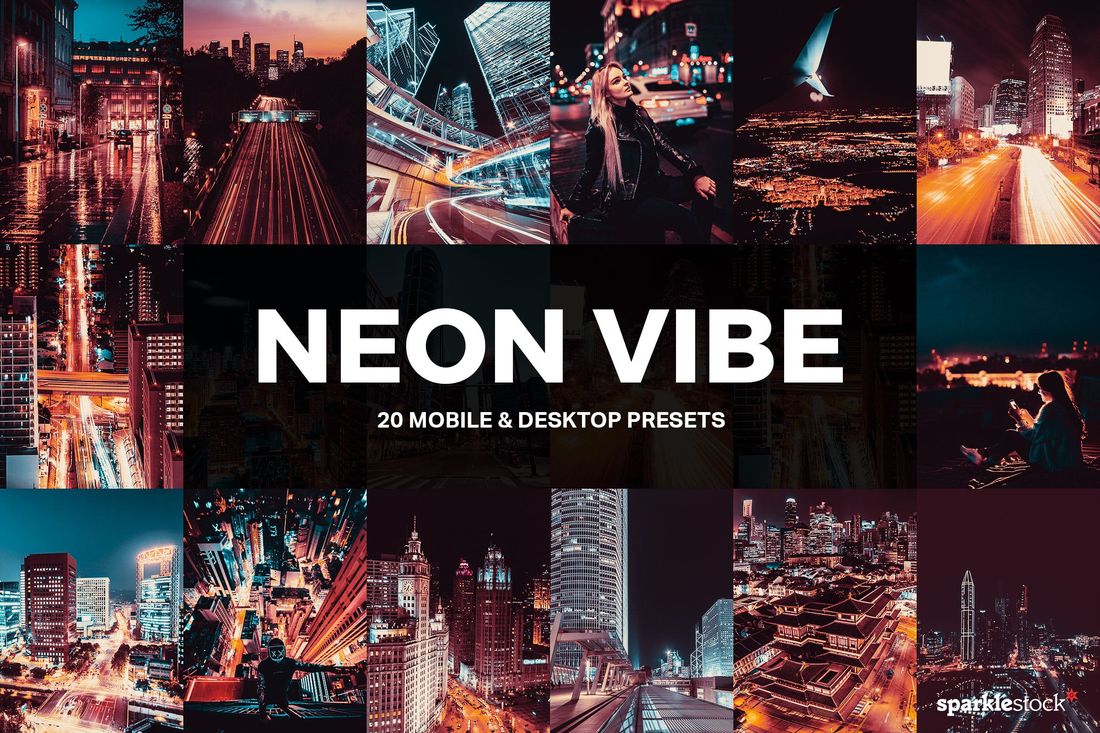 20 Neon Vibe Lightroom Presets and LUTs