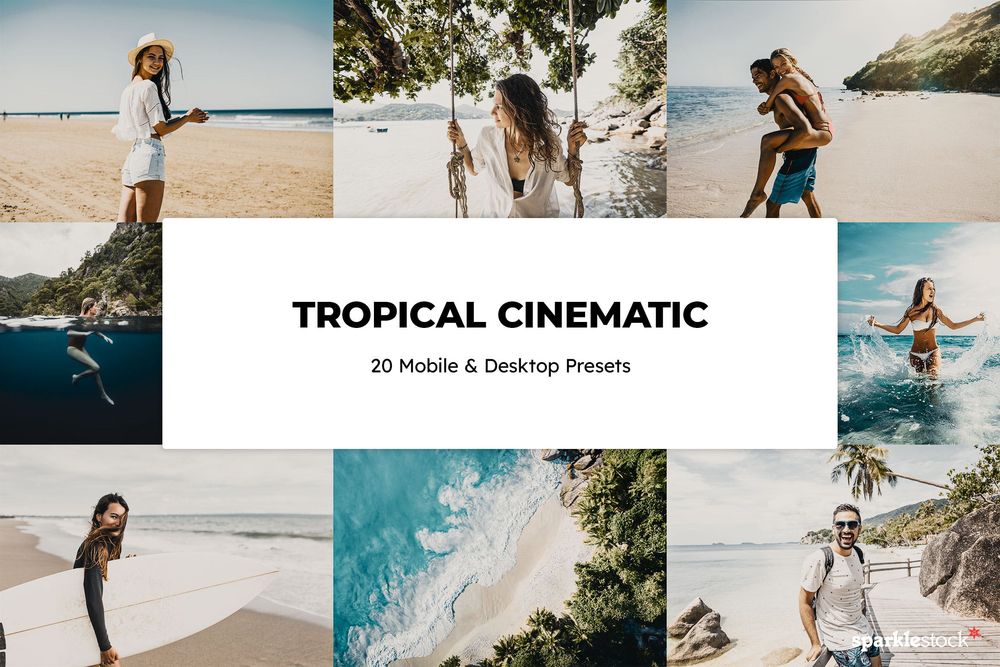 20 Tropical Cinematic Lightroom Presets & LUTs